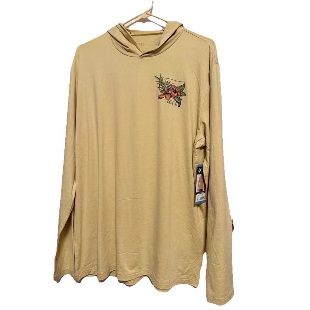 Men's NWT Reel Life Hooded Long Sleeve Tshirt Large